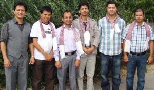 BAASA-team-2012 From left: Outgoing chairman Jogen Gazmere with Sushil Niroula (Publi Officer) Indra Adhikari (General Secretary), Jeevan Koirala (Treasurer), Suren Ghaley (Chairperson) and Kamal Dahal (Vice Chairperson)